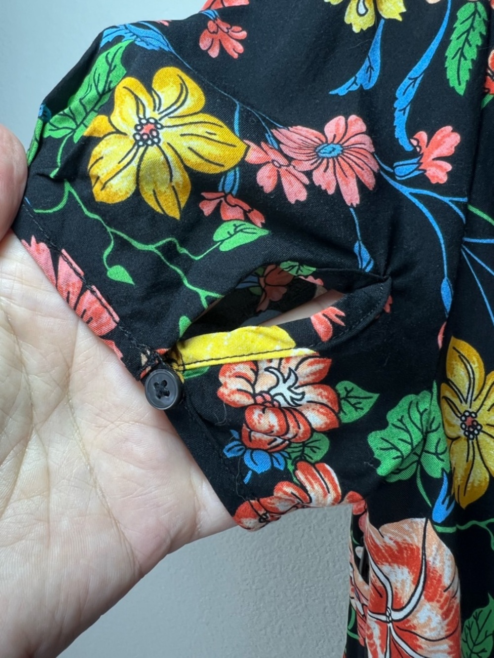 Anthropologie Maeve Bloedel Floral Dress Black Short Sleeves V-Neck Pockets Sz 0 - Picture 13 of 16